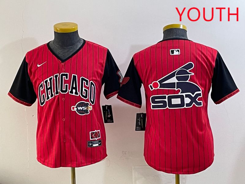 Youth Chicago White Sox Blank Red Stripe Joint Name Nike 2025 MLB Jersey style 11